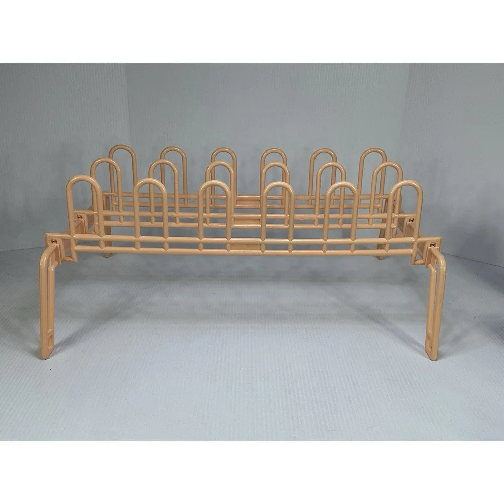 Vintage 80s Peach Plastic Yaffa Style 9 Pair Shoe Rack